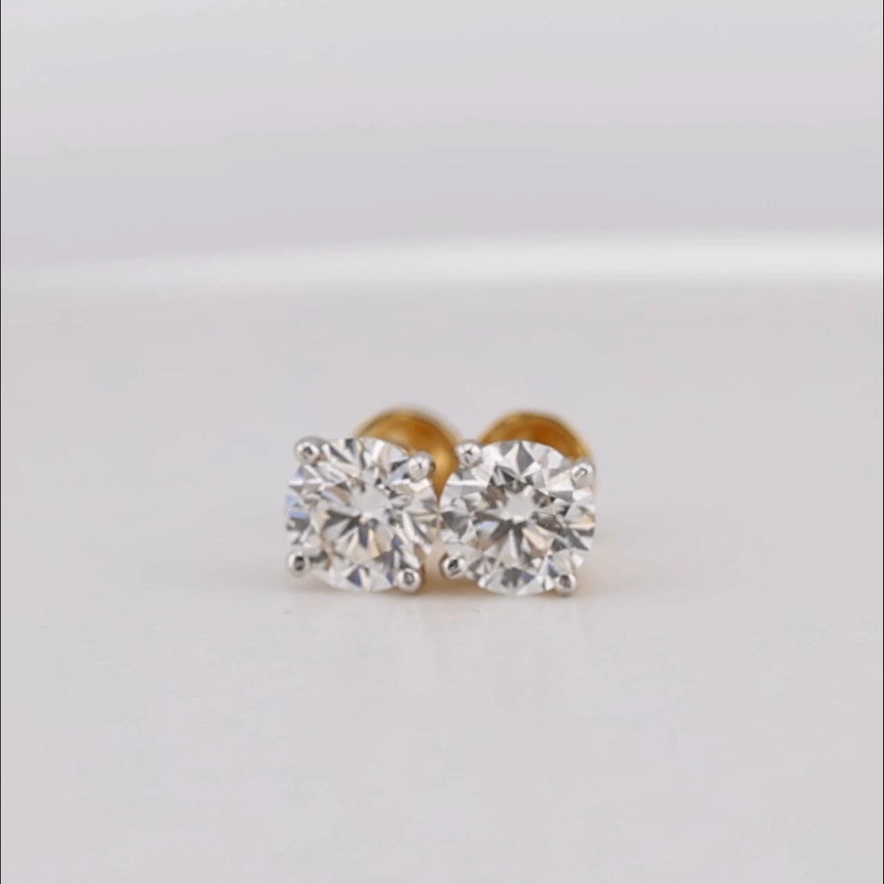 3.5 Carat IGI Certified Brilliant Round Diamond Earring Yellow Gold Studs