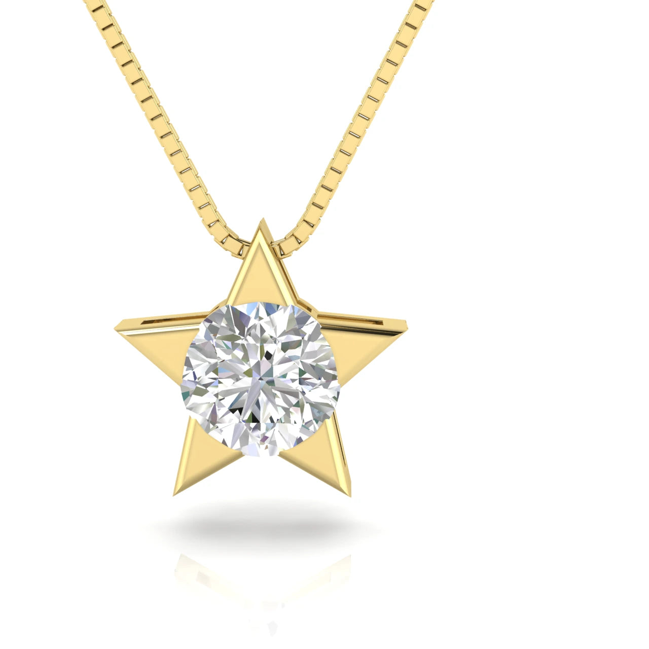 2.5 Carat IGI Certified Solitaire Lab Diamond Star Necklace 14K Yellow Gold