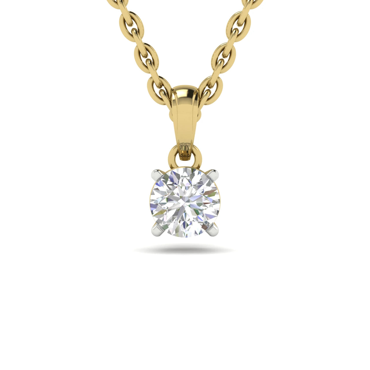 1 Carat IGI Certified Brilliant Round Diamond Solitaire Drop Pendant 14K Yellow Gold.