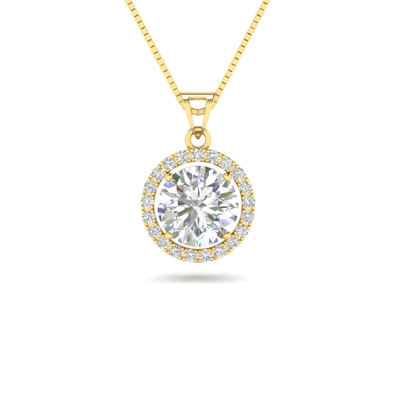 1.5 Carat IGI Certified Brilliant Round Diamond Halo Pendant With 18K Chain