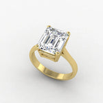 L’Émeraude 3 Carat IGI Certified Emerald Cut Lab Diamond 18K Yellow Gold Promise Ring