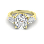 3 Carat IGI Certified Oval & Pear Lab Diamond 18K Yellow Gold Engagement Ring