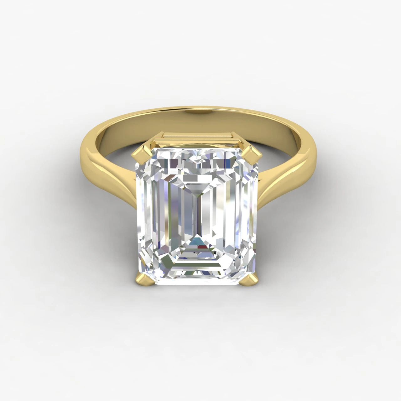 L’Émeraude 3 Carat IGI Certified Emerald Cut Lab Diamond 18K Yellow Gold Promise Ring