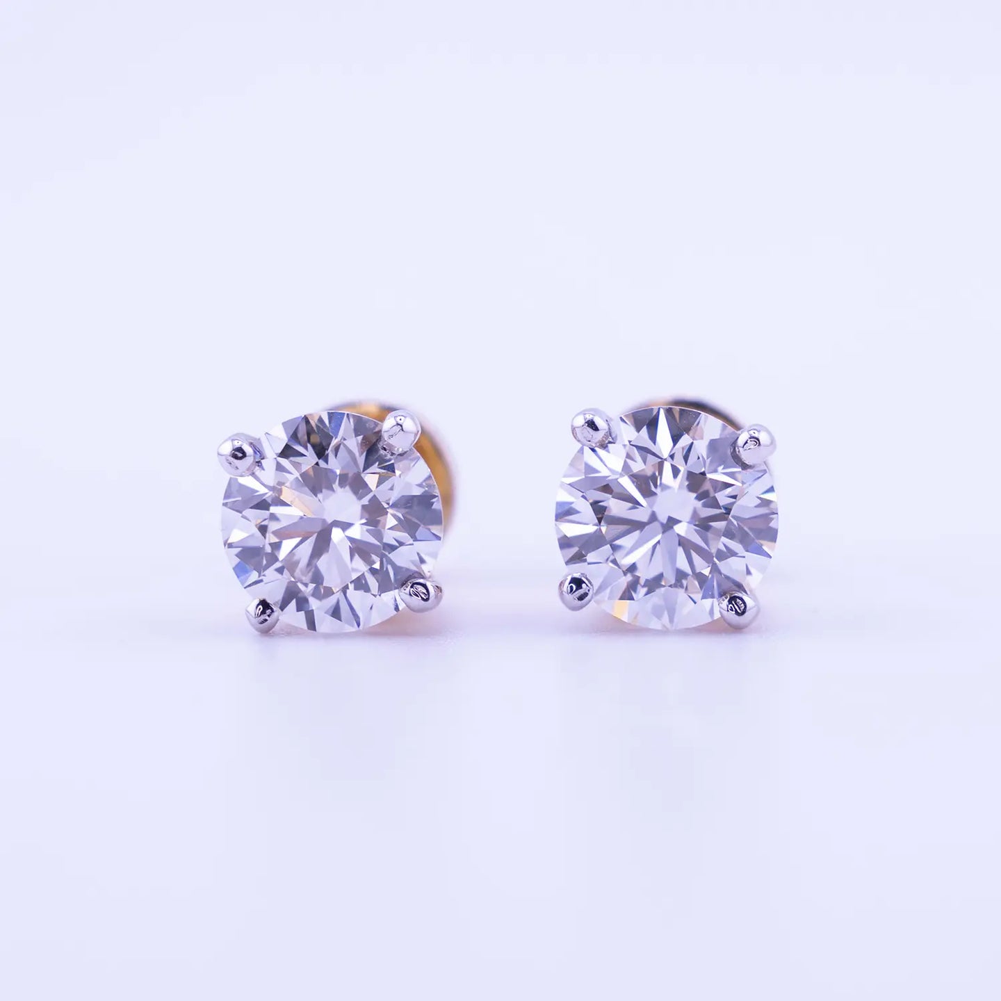 3.5 Carat IGI Certified Brilliant Round Diamond Earring Yellow Gold Studs