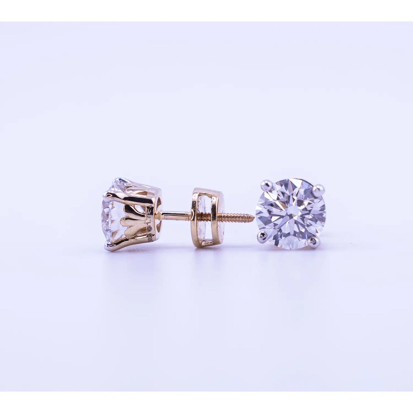 3.5 Carat IGI Certified Brilliant Round Diamond Earring Yellow Gold Studs