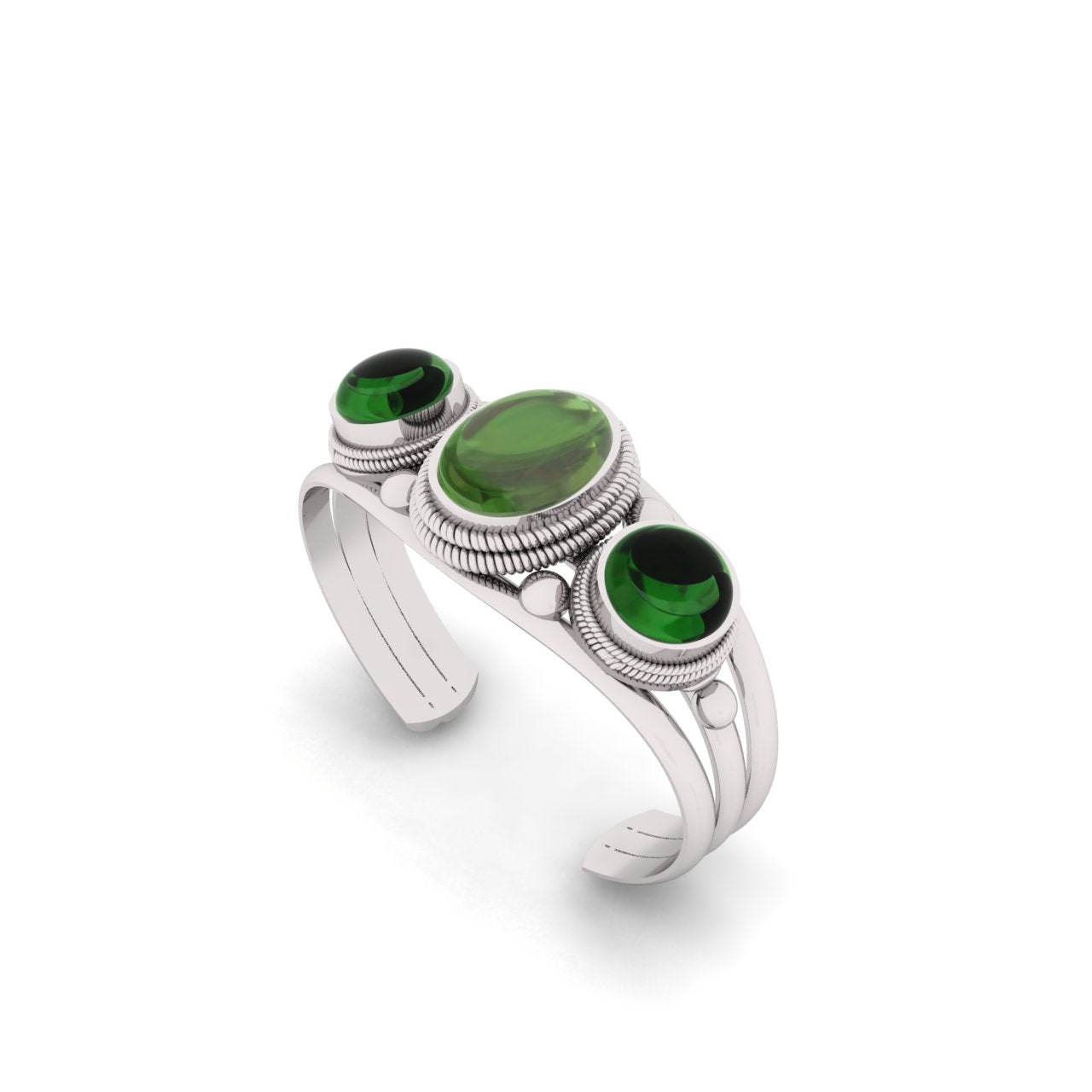 Green Tourmaline Sterling Silver Cuff Bracelet