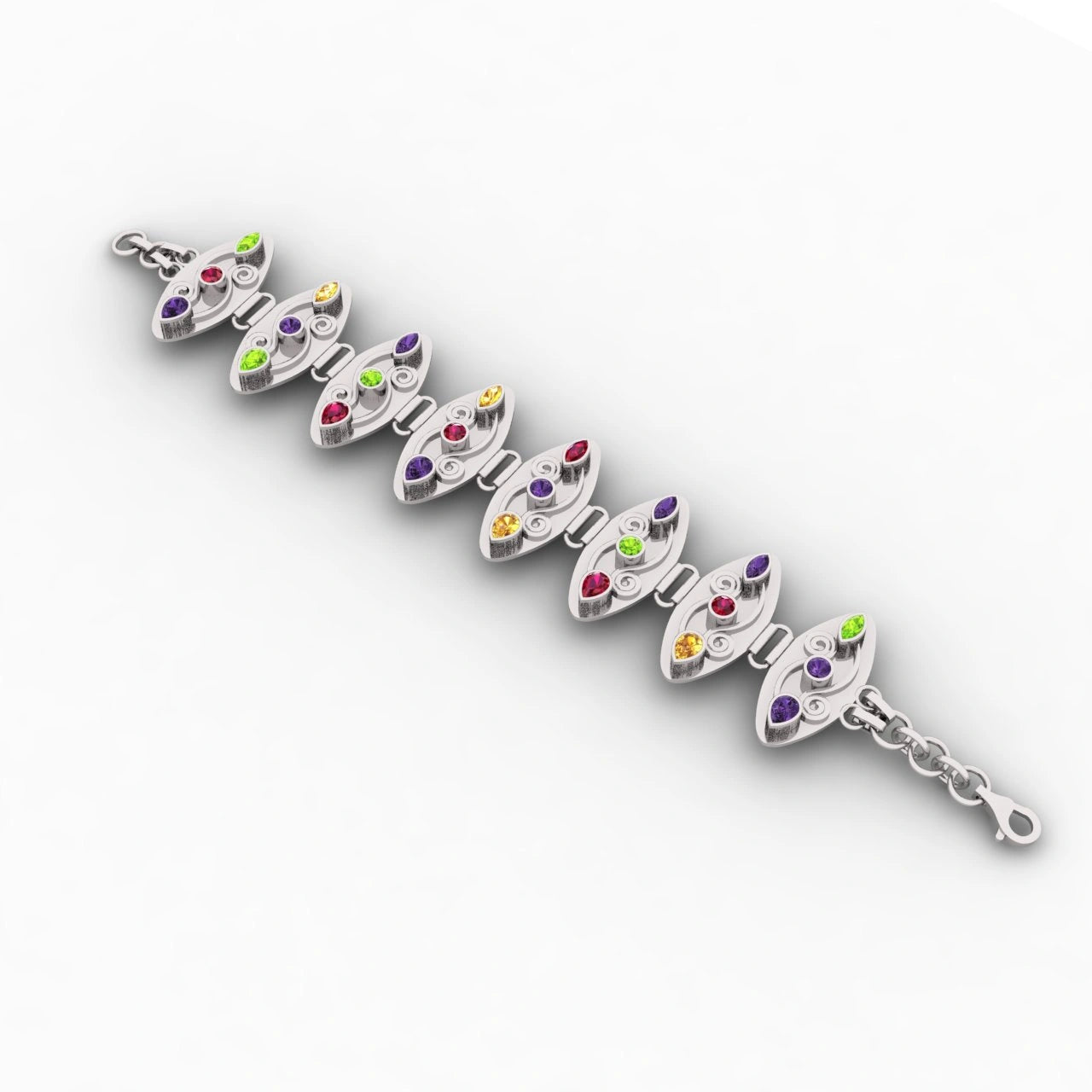 Saphire Petals Sterling Silver Bracelet