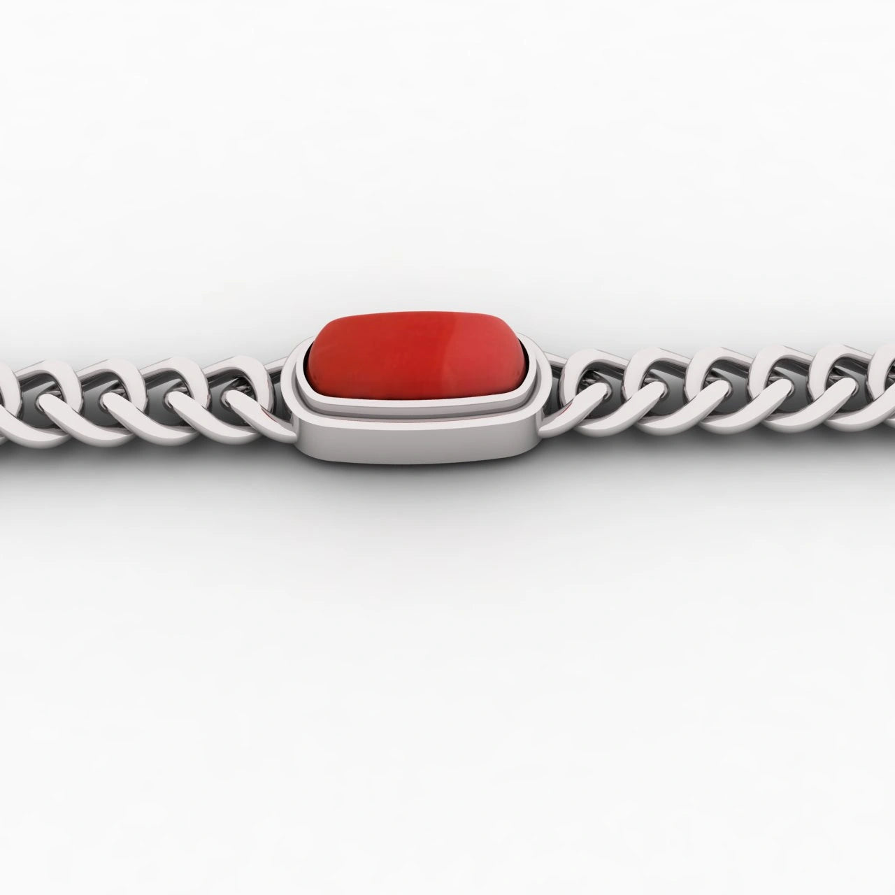 Carnelian Chain Link Sterling Silver Bracelet