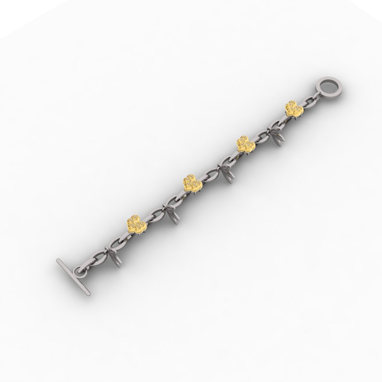 Golden Topaz & Charms Sterling Silver Bracelet with Toggle Lock