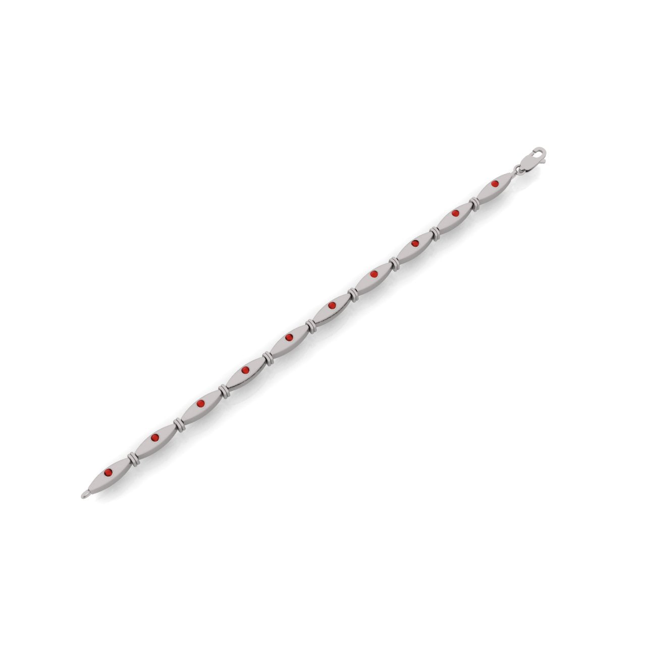 Modern Link Ruby Sterling Silver Bracelet