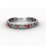 Ruby Swirl Linked Sterling Silver Bracelet