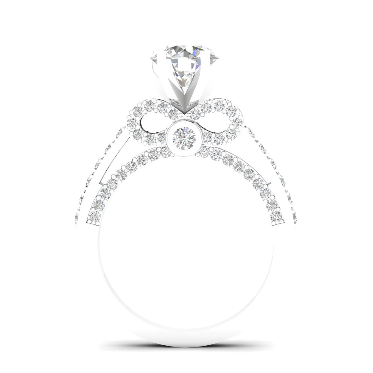 3 Carat IGI Certified Lab Diamond 14K White Gold Bow Engagement Ring
