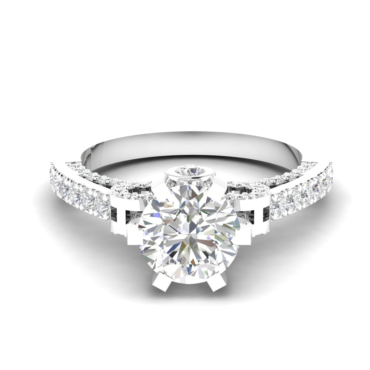 3 Carat IGI Certified Lab Diamond 14K White Gold Bow Engagement Ring