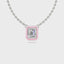 1.5 Carats Pink Ceramic Certified Radiant Cut Lab Diamond Necklace