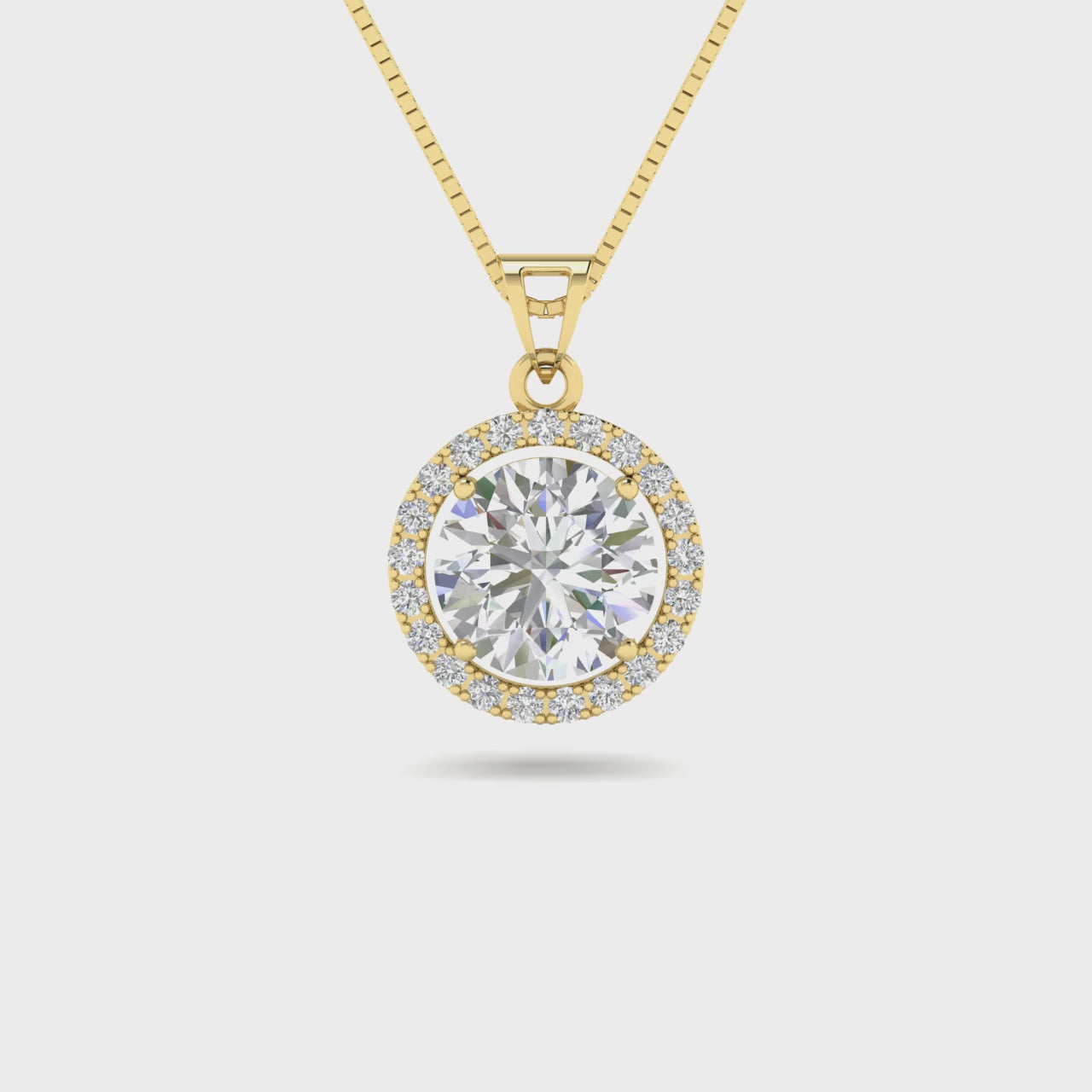 1.5 Carat IGI Certified Brilliant Round Diamond Halo Pendant With 18K Chain