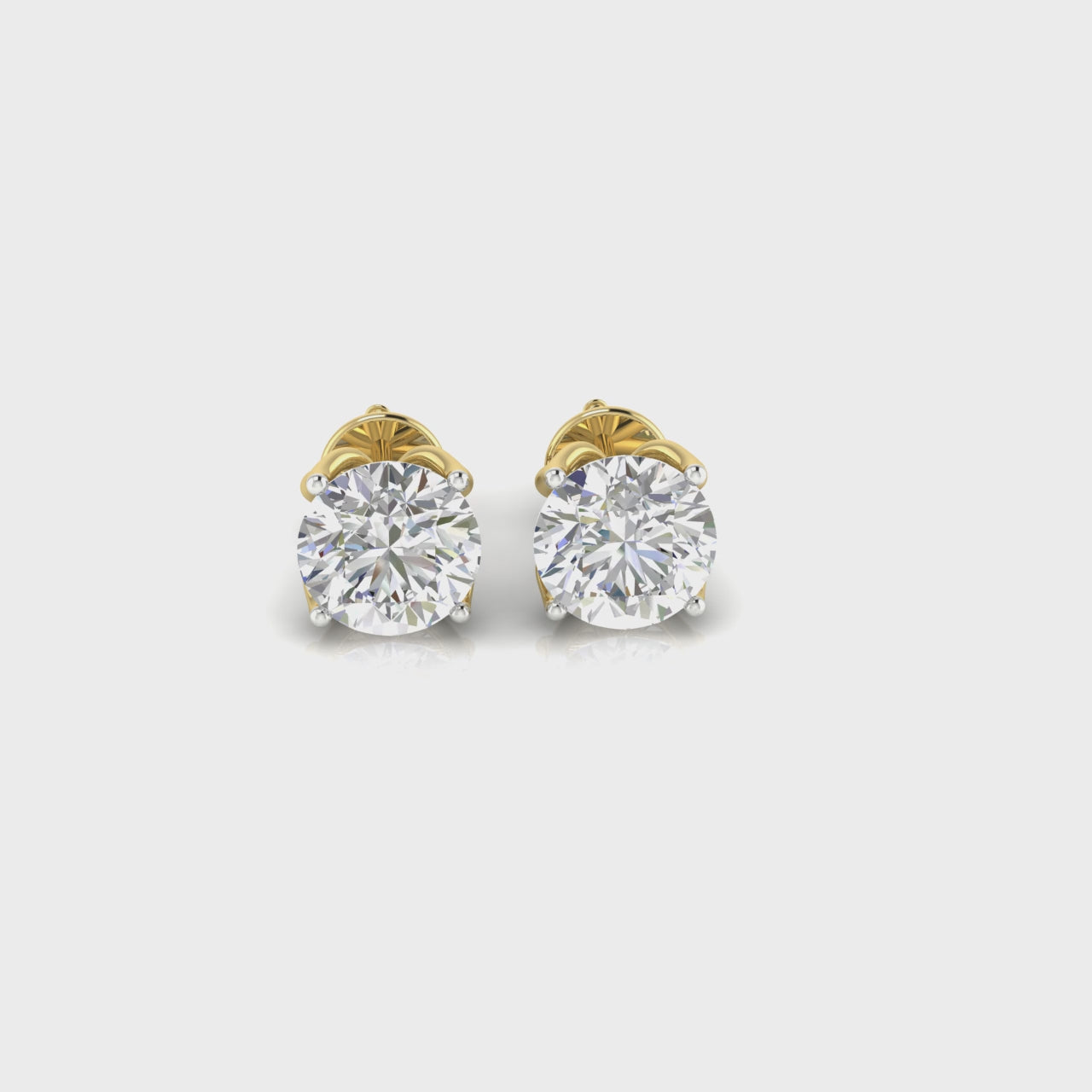 4 Carat IGI Certified Brilliant Round Diamond Earring Yellow Gold Studs