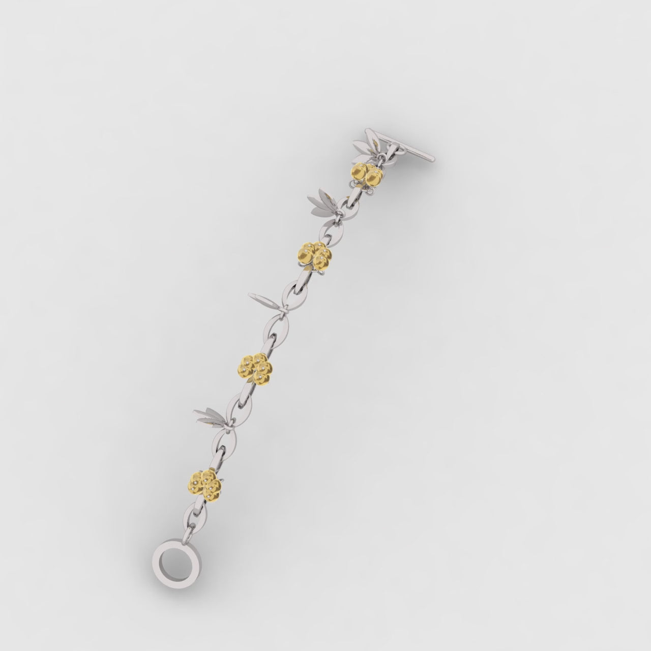 Golden Topaz & Charms Sterling Silver Bracelet with Toggle Lock