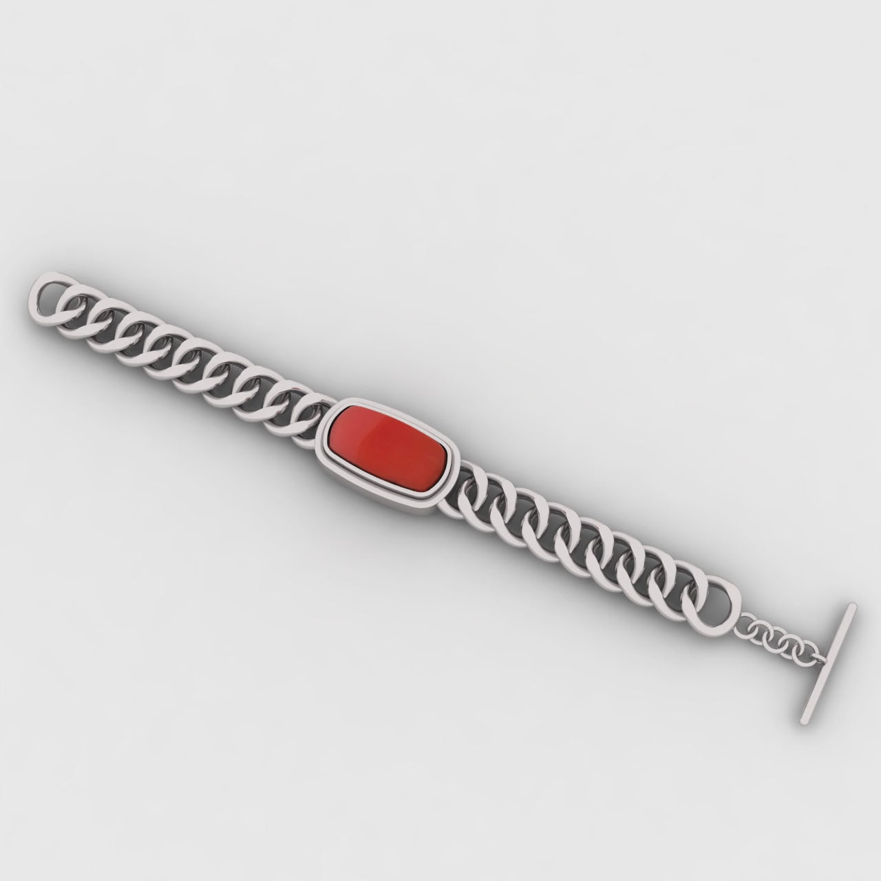 Carnelian Chain Link Sterling Silver Bracelet