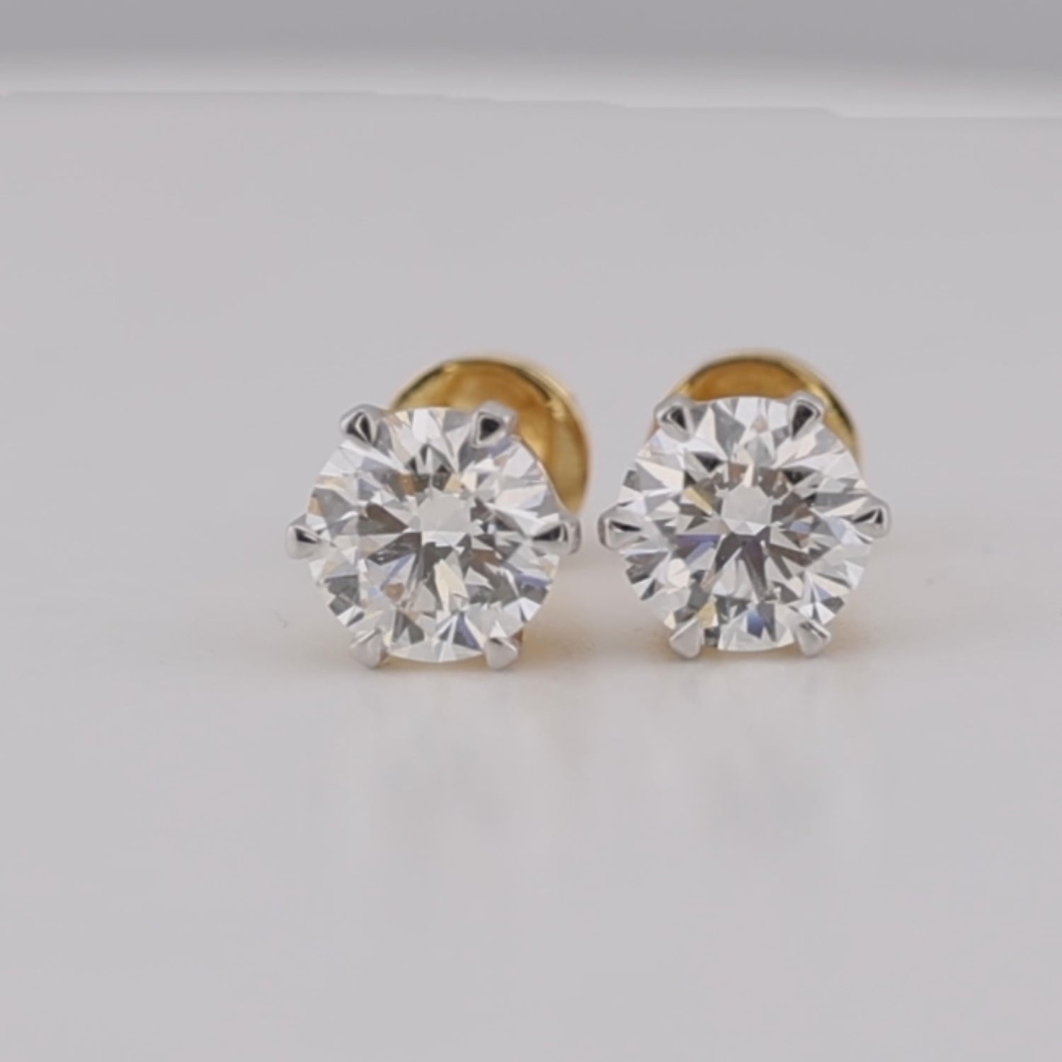 3.5 Carat IGI Certified Brilliant Round Diamond Earring Yellow Gold Studs