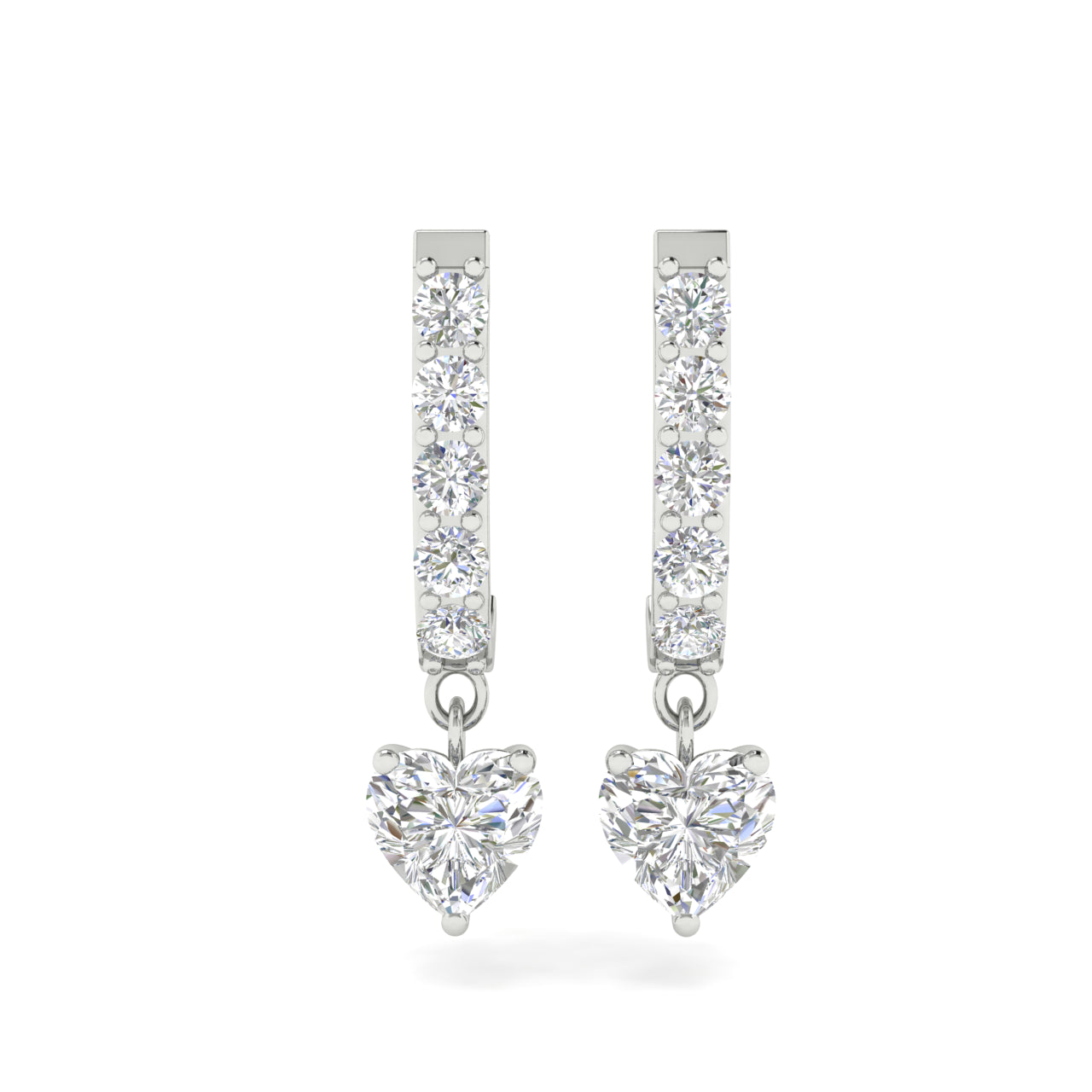 3 Carat Heart Drop IGI Certified Lab Diamond J Hoop Earrings