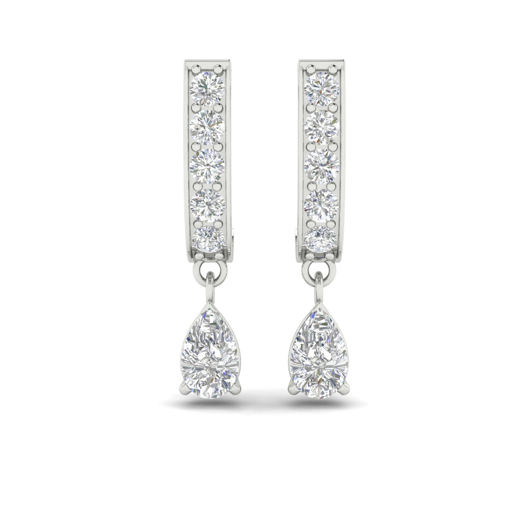 2 Carat Pear Drop Lab Diamond J Hoop Earrings