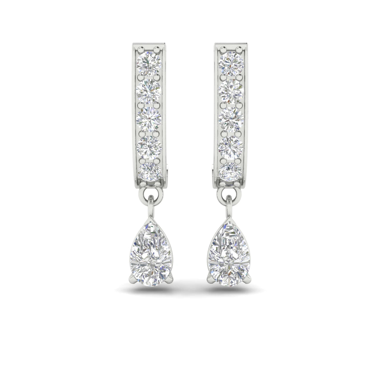 2 Carat Pear Drop Lab Diamond J Hoop Earrings