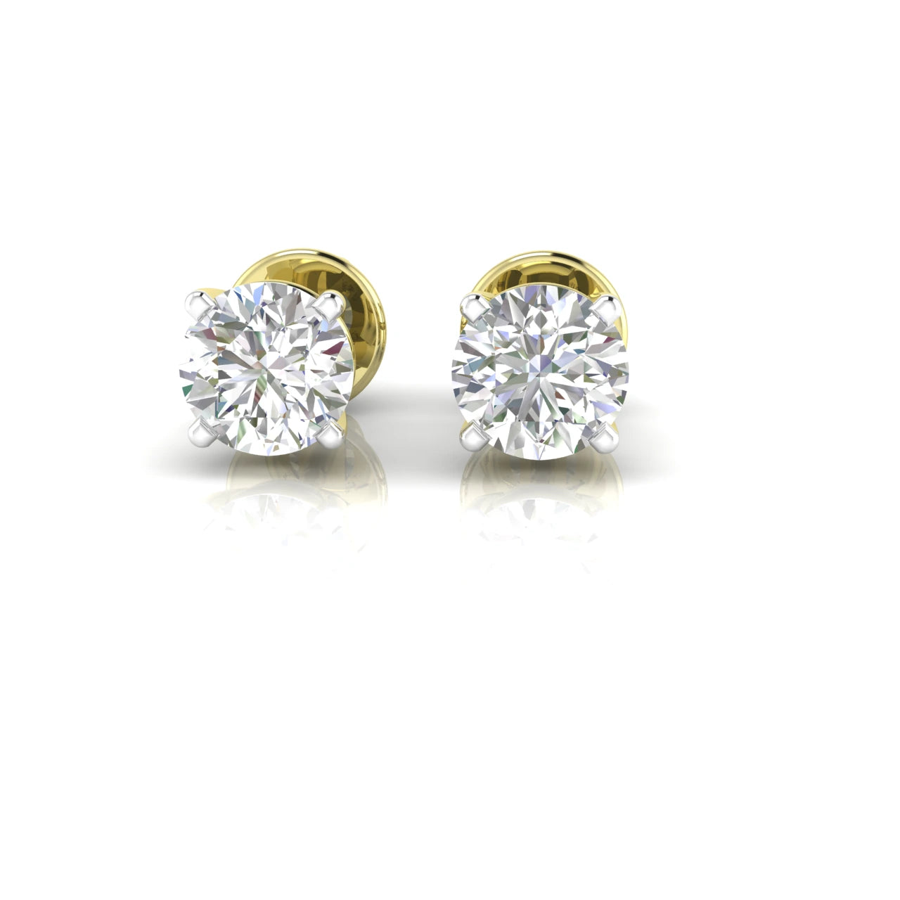 2 Carat IGI Certified Lab Diamond F Color 18K Yellow Gold Studs