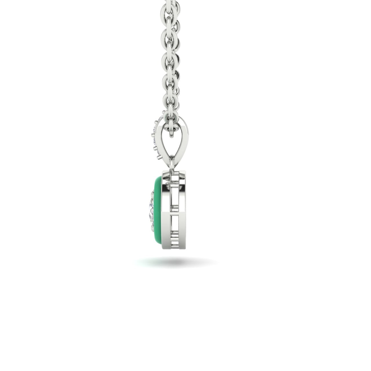 Diamond Pendant with Green Ceramic Halo Side Image
