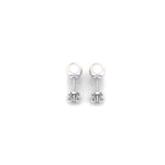 Classic pearl stud earring set in polished 14K white gold, finished with a secure butterfly pushback closure for comfortable everyday wear.