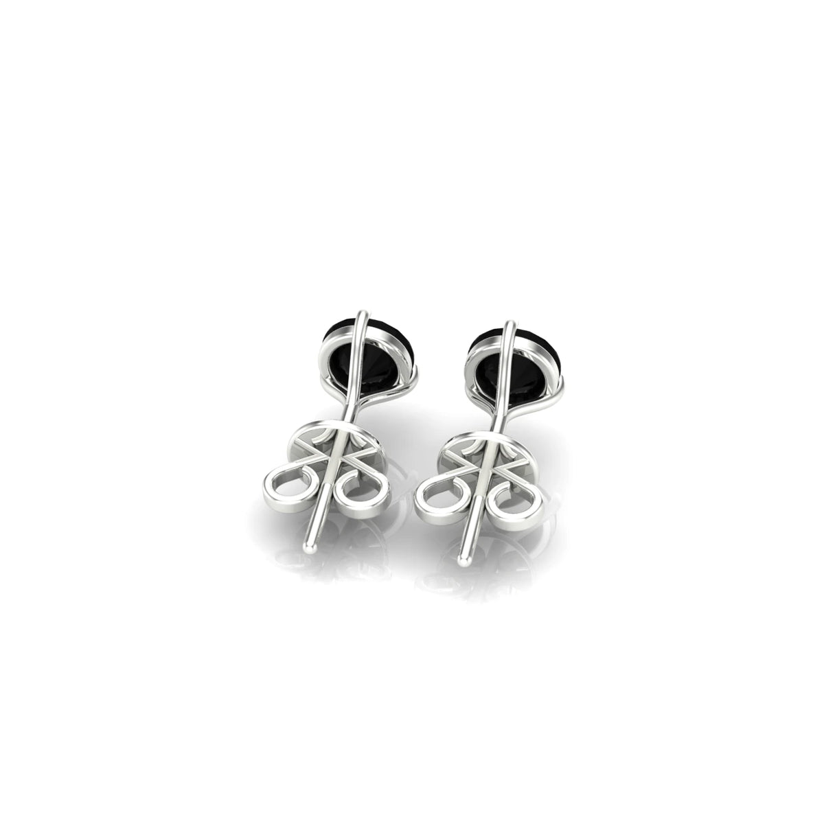 Onyx Studs set in 14K White Gold