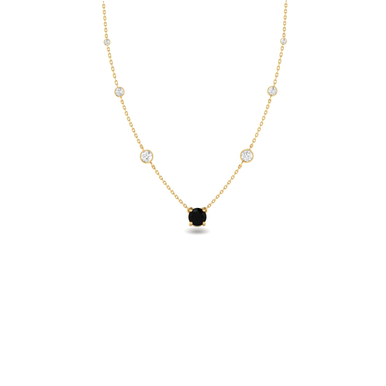 2 Carat Onyx Lab Grown Diamond Necklace 14K YellowGold
