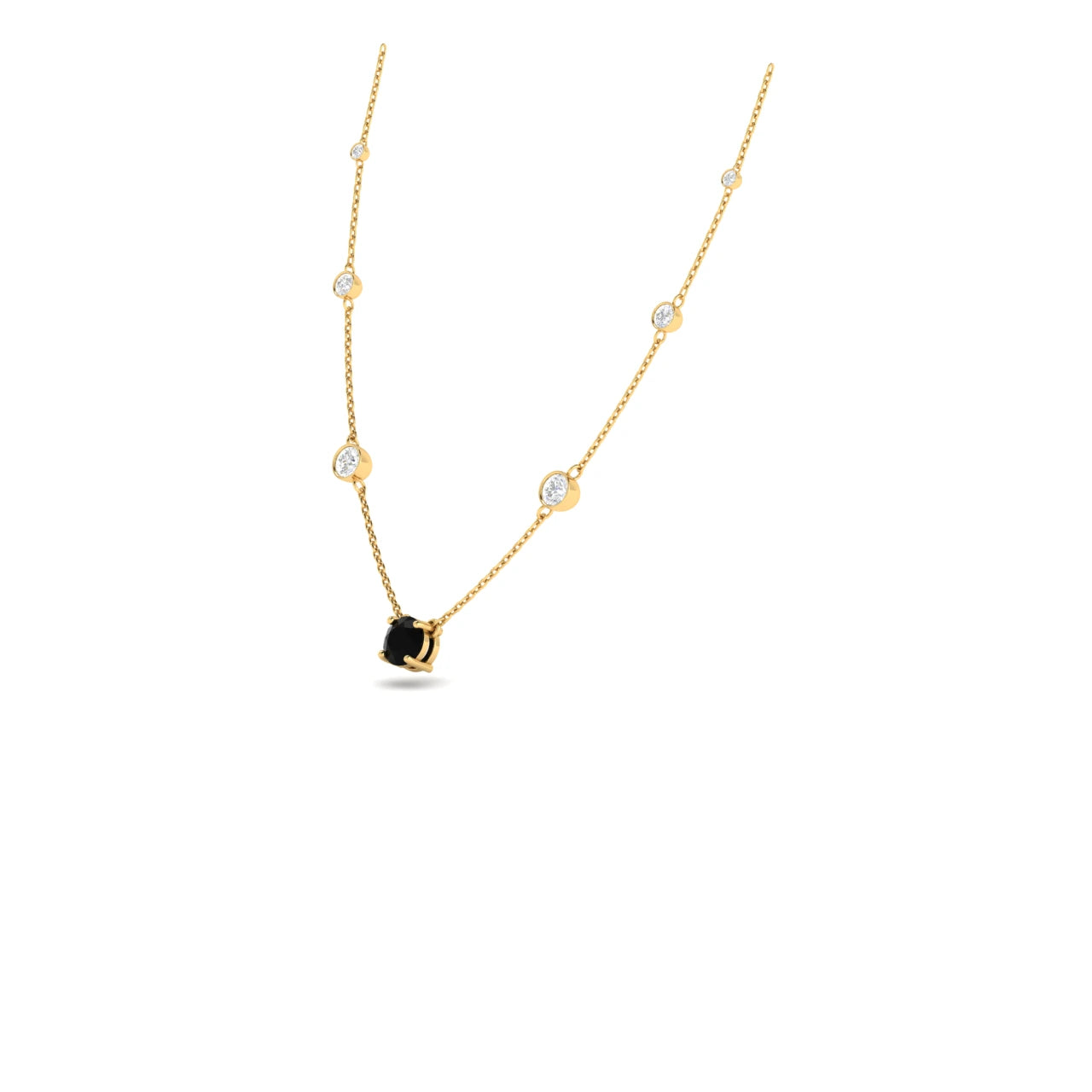 2 Carat Onyx Lab Grown Diamond Necklace 14K YellowGold