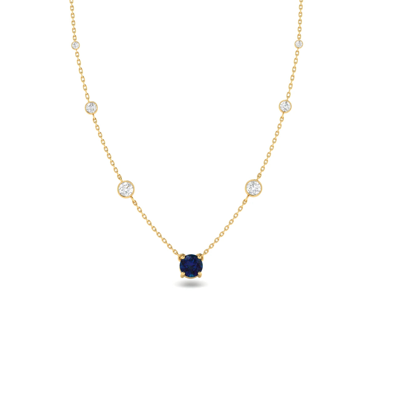 2 Carat onyx Elegant  Lab Grown Diamond Necklace 14K Yellow Gold