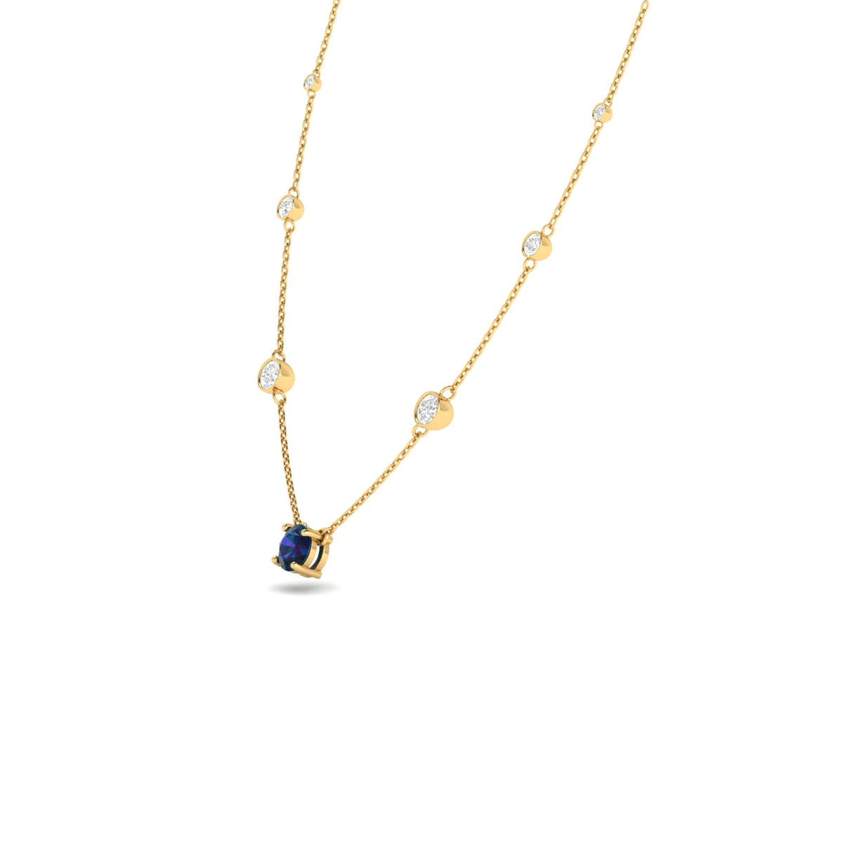 2 Carat onyx Elegant  Lab Grown Diamond Necklace 14K Yellow Gold