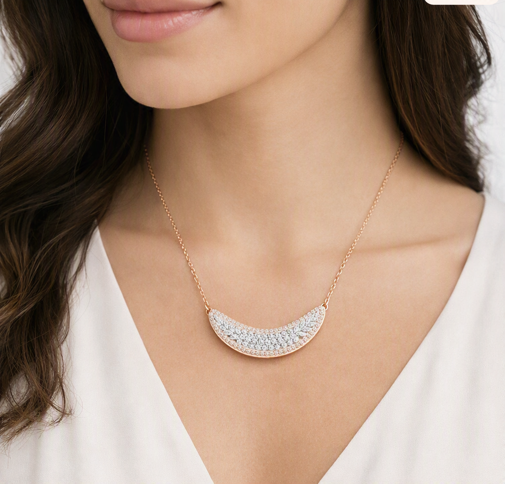 1 Carat Crescent Glow Lab Grown Diamond Pendant Necklace 14K Gold