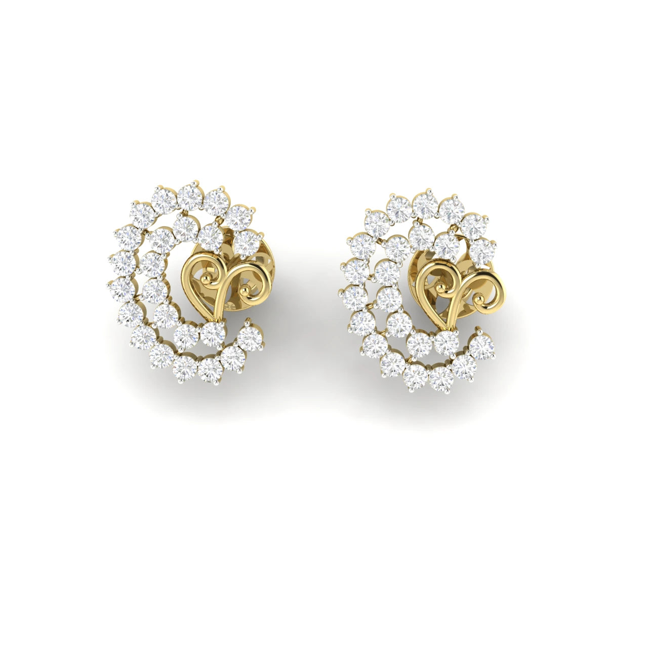1.25 Carat Diamond Celestial Spiral 18K Gold Earring Studs