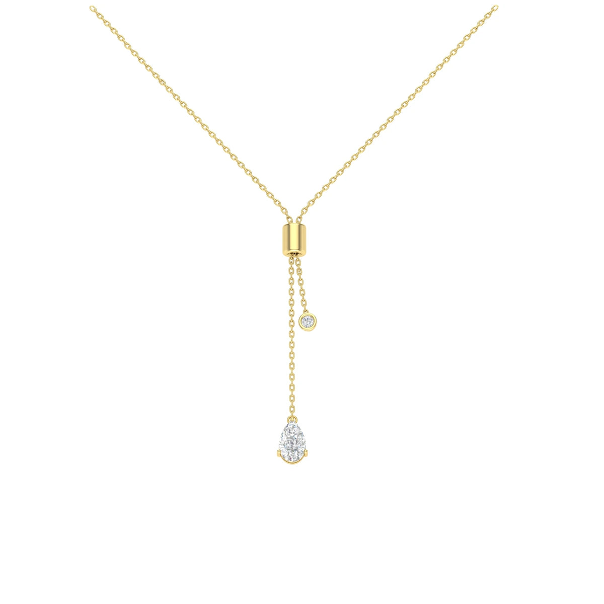 1.50 Carat Double Drop Lariat Lab Diamond  Necklace 14K Yellow Gold