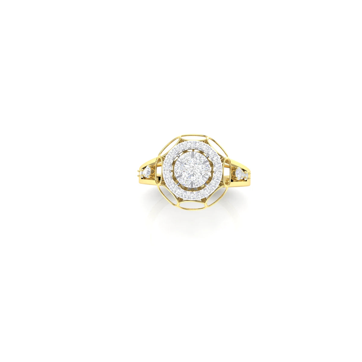 1 Carat Radiant Halo Lab Grown Diamond Ring 14K YellowGold