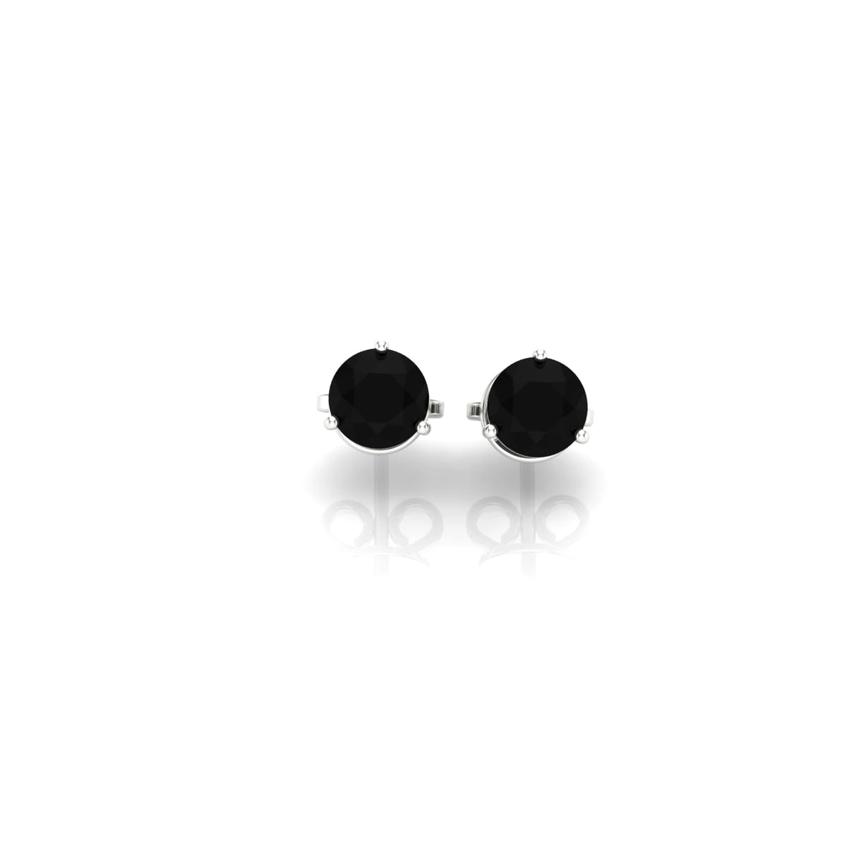 Onyx Studs set in 14K White Gold