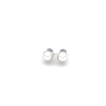 Classic pearl stud earring set in polished 14K white gold, finished with a secure butterfly pushback closure for comfortable everyday wear.