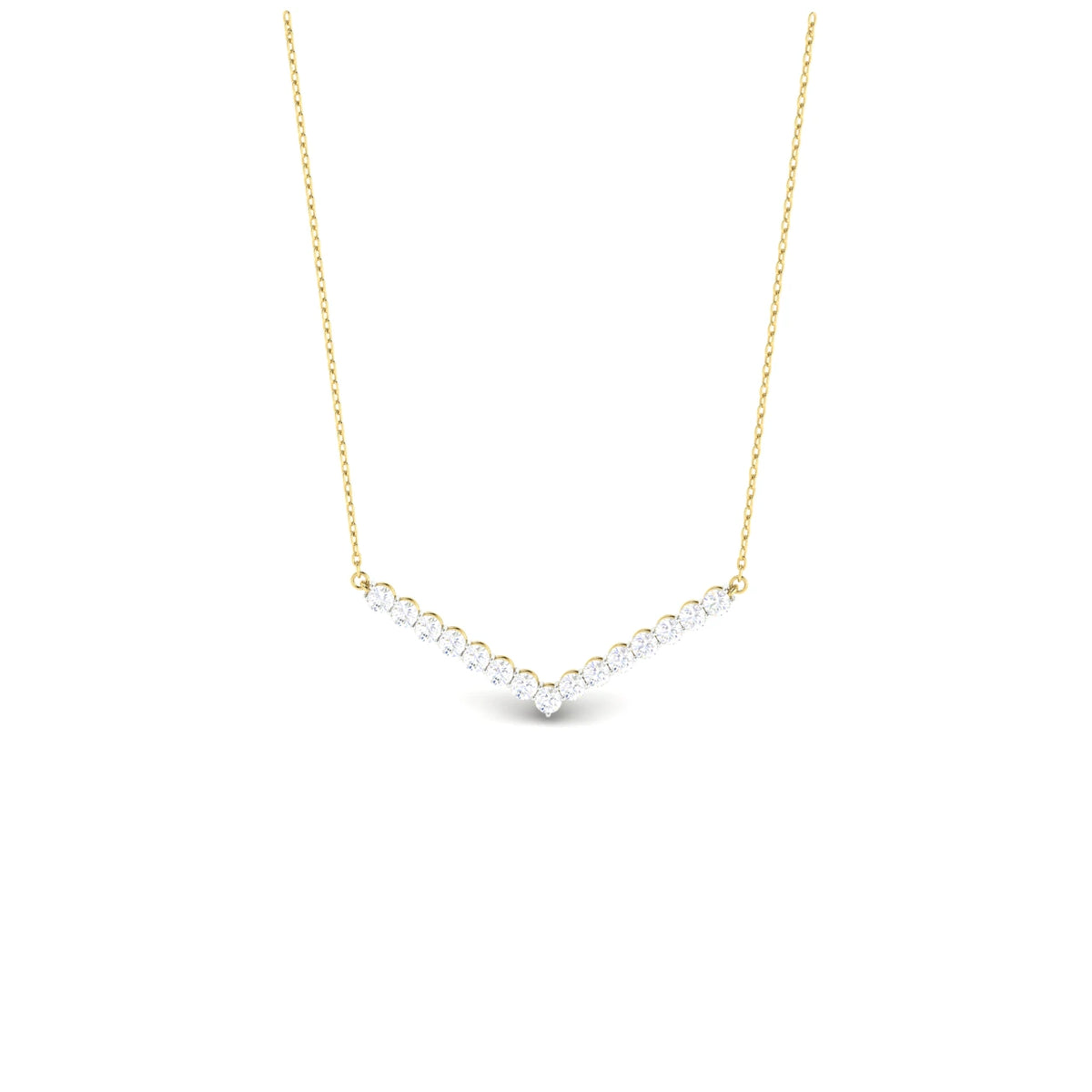 2.5 Carat Modern V‑Shaped Lab- Grown Diamond  Necklace 14K Yellow Gold