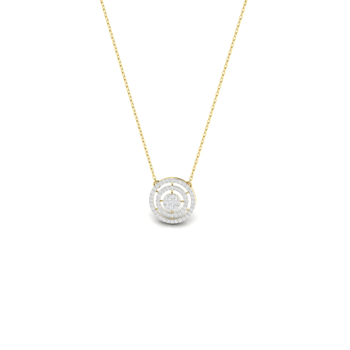 1 Carat Lab Grown Diamond Halo Pendant Necklace 14K YellowGold
