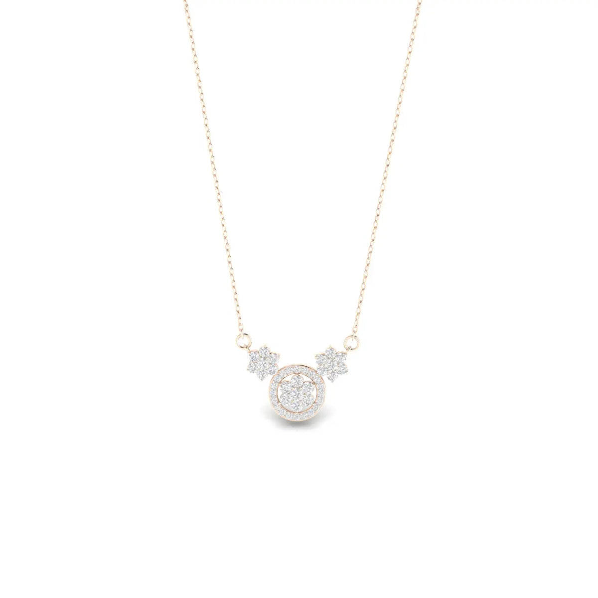 1 Carat Halo Blossom Lab Grown Diamond Pendant Necklace 14K Gold