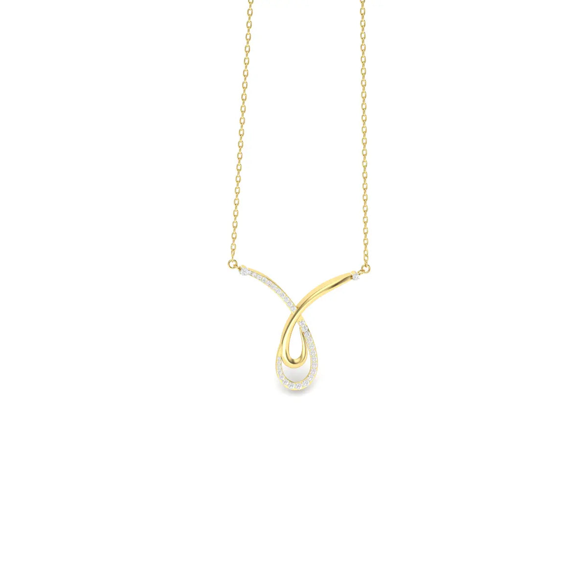 0.5 Carat Intertwined Arcs Lab Grown Diamond  Necklace 14K YellowGold