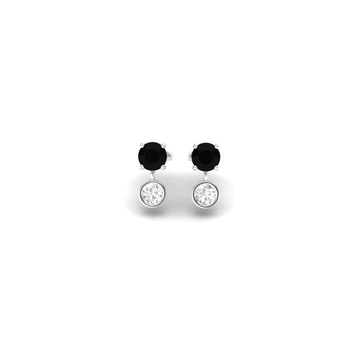 Onyx & Lab Grown Diamond Drop Earrings in 14K White Gold