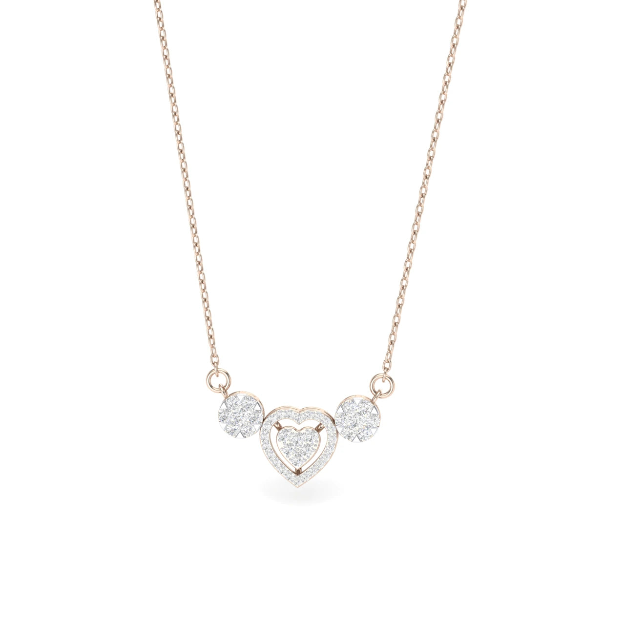 1 Carat Heartline Trio Lab Grown Diamond Necklace 14K yellow Gold