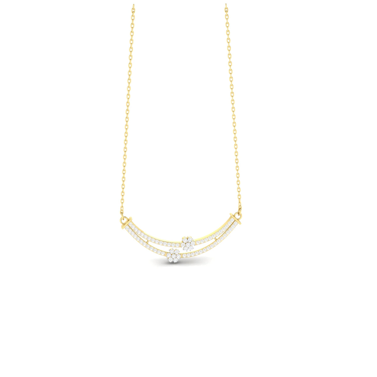 1 Carat Floral Arc Lab- Grown Diamond  Necklace 14K Yellow Gold