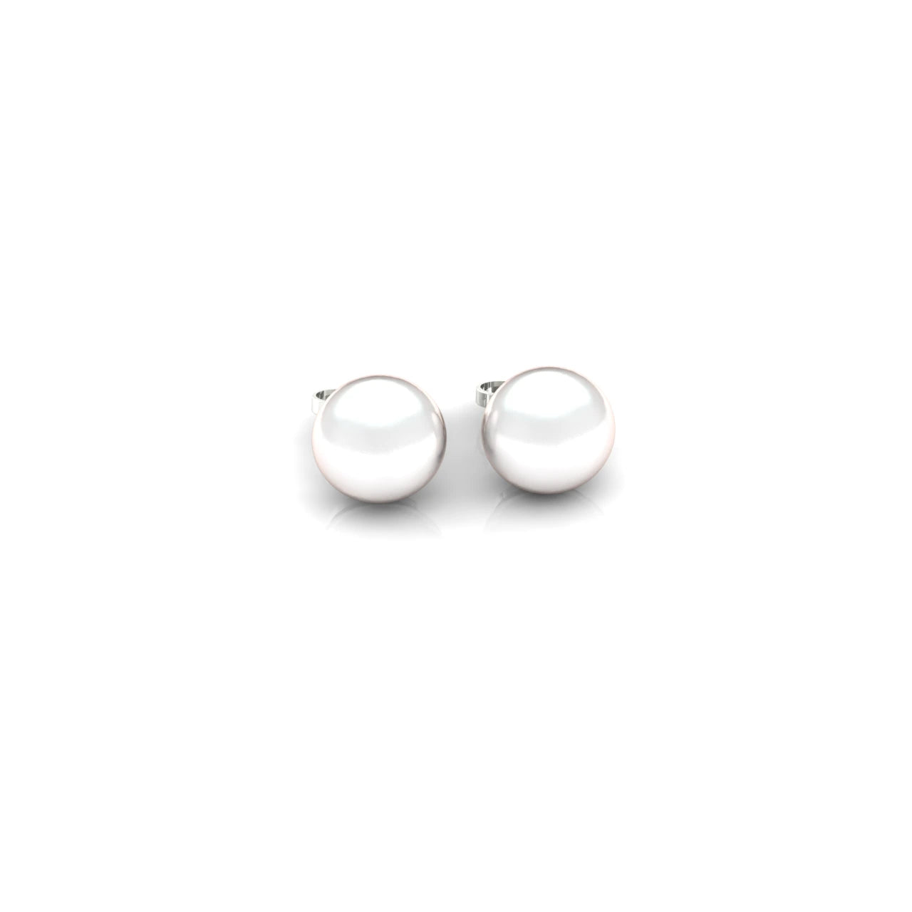 Freshwater Cultured Half Round Pearl Stud Earrings in Sterling Silver