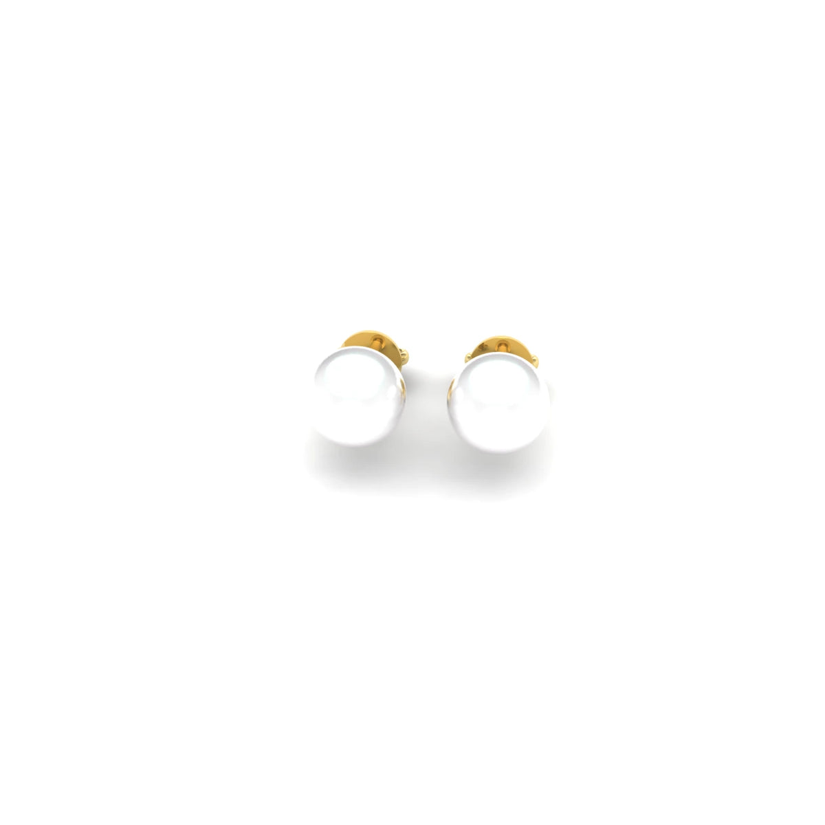 9 mm Freshwater White Pearl Stud Earrings 14K Yellow Gold