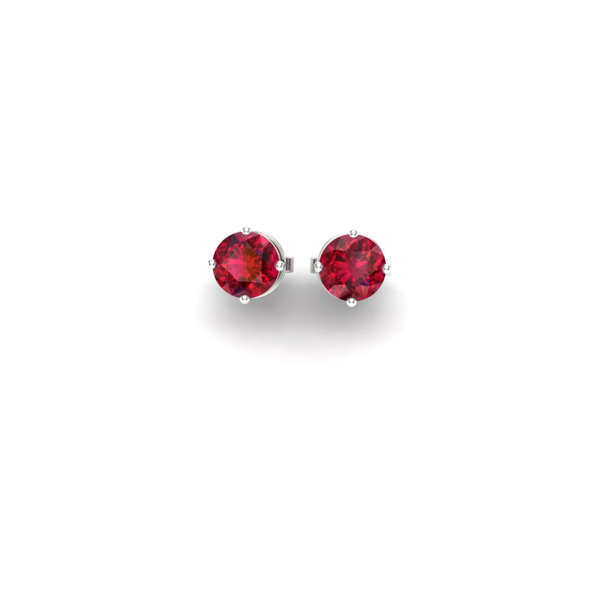 1 Carat Classic Ruby Stud Earrings 14K White Gold